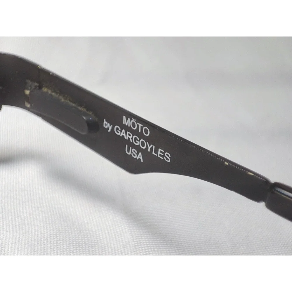 Gargoyles Moto Sunglasses Matte Black Amber Lens Wrap Italy USA Vintage 90s